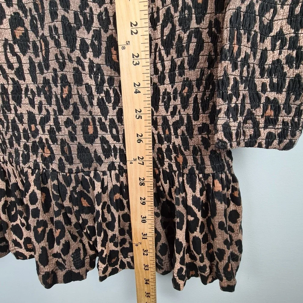 ASOS Women's Leopard‎ Bodycon Mini Party Dress 8 High Neck Long Sleeve Smocked